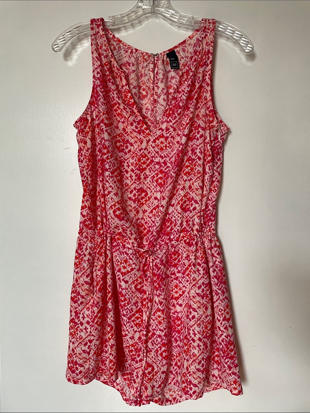 Pink & White Sleeveless Drawstring Jumpsuit